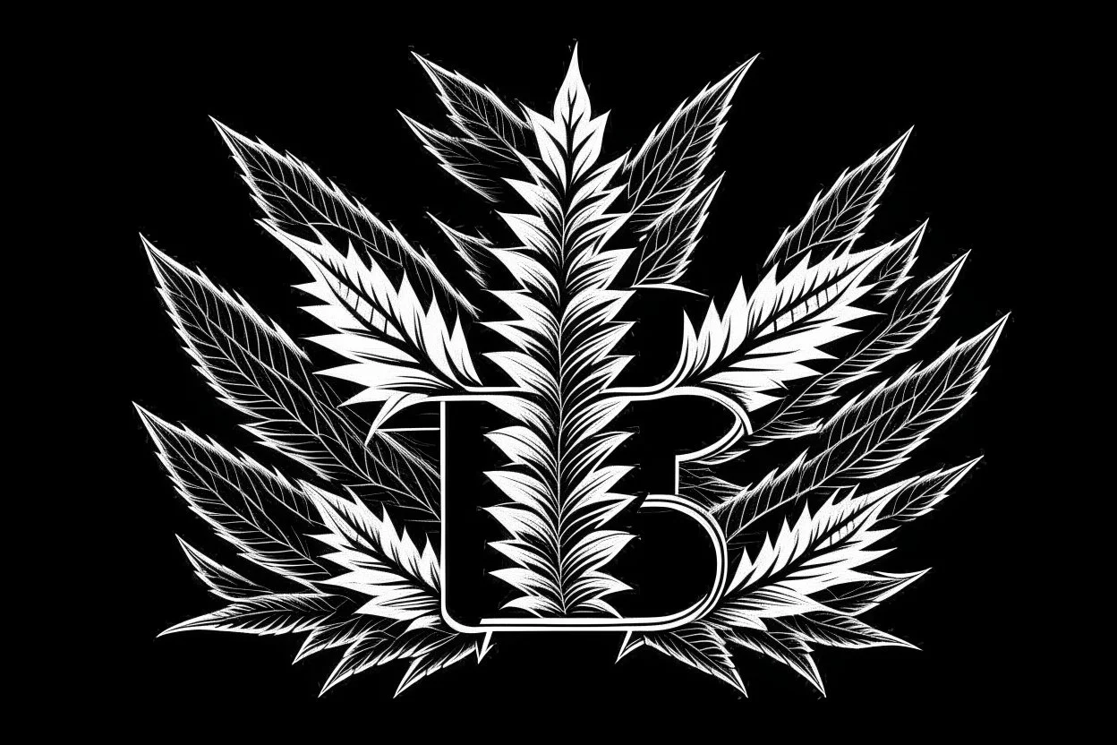 LETTER 'B' CANABIS LEAF BLACK AND WHITE RASTA