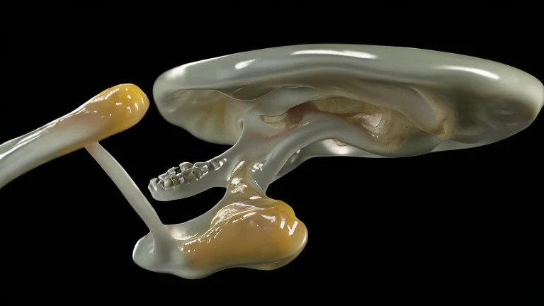 a picture of a dark, comedic, anatomically correct skull of a smiley face, photo realistic, highly detailed, yellow, old, part of a collection of bones on display on a scientists shelving