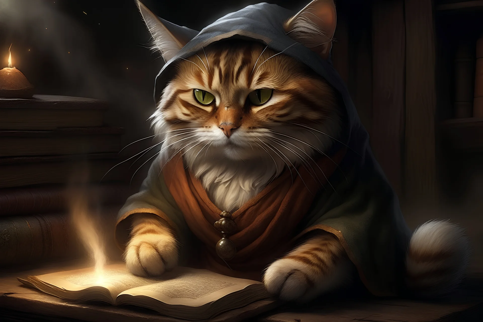 a wise cat forging hardly