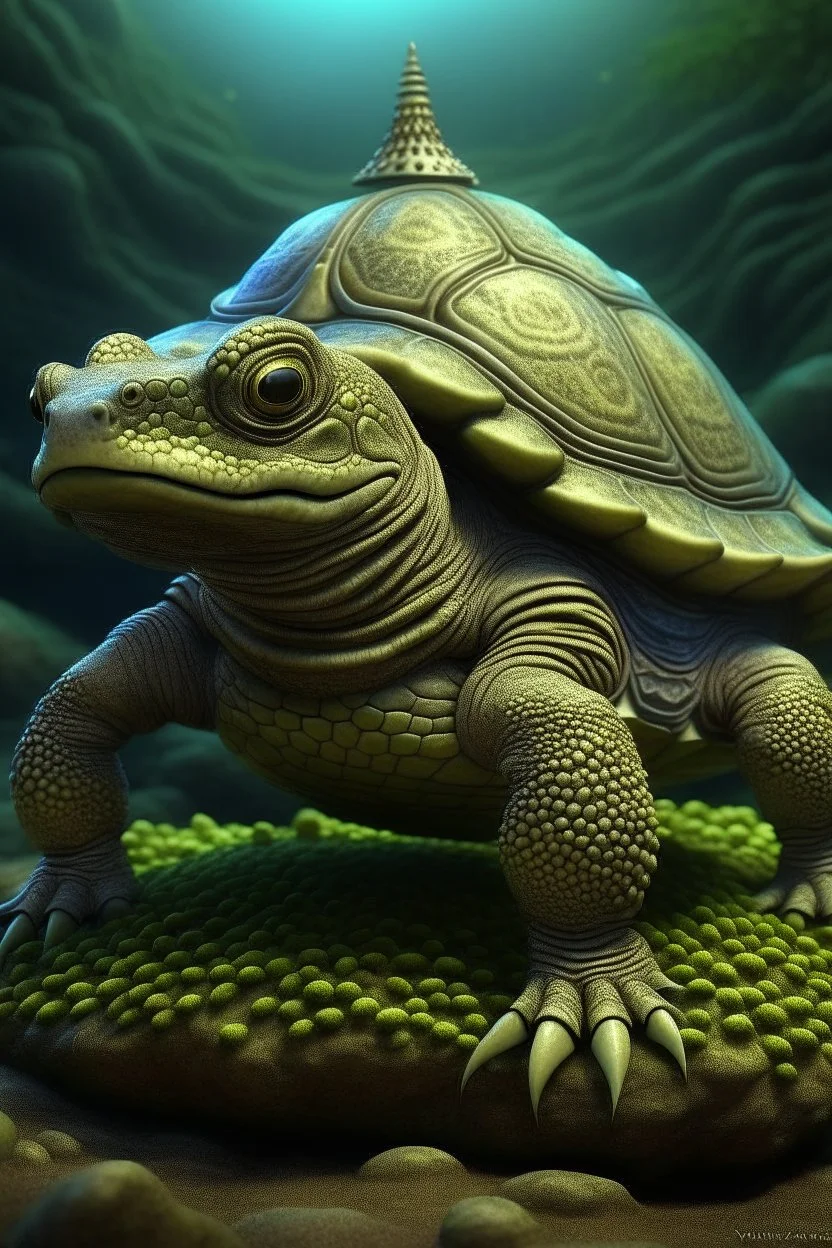 Matamata Turtle shark animal , 3d 4k octane render, lifelike, photorealistic, artstation, illustration, smooth, sharp focus, ornate, intricate, complex, highly detailed, digital painting, smooth, art by tom bagshaw, akihiko yosh