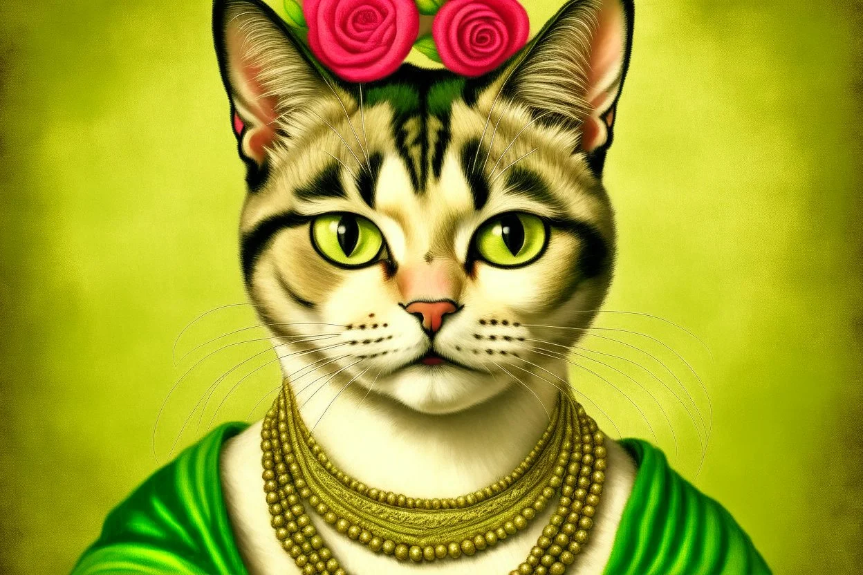 antropomorphic Frida Kahlo cat