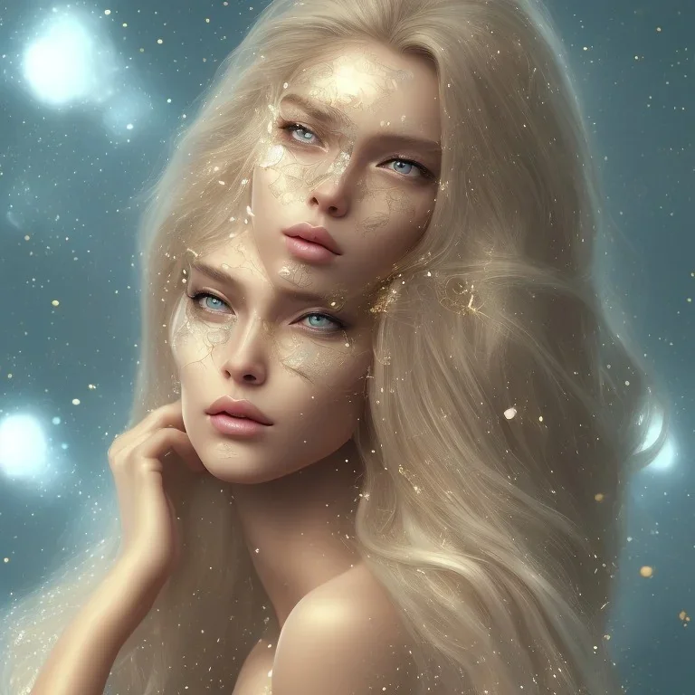 a wonderfull brazilian woman blonde, curves, cyborg, long hair, hair covering one eye, ultradetailed fine art photo of a indian, weet face portrait, snow flakes particles, 35 mm lens, golden ratio composition, detailed face, studio photography, very detailed,masterpiece, artstation, 8 k, highly coherent