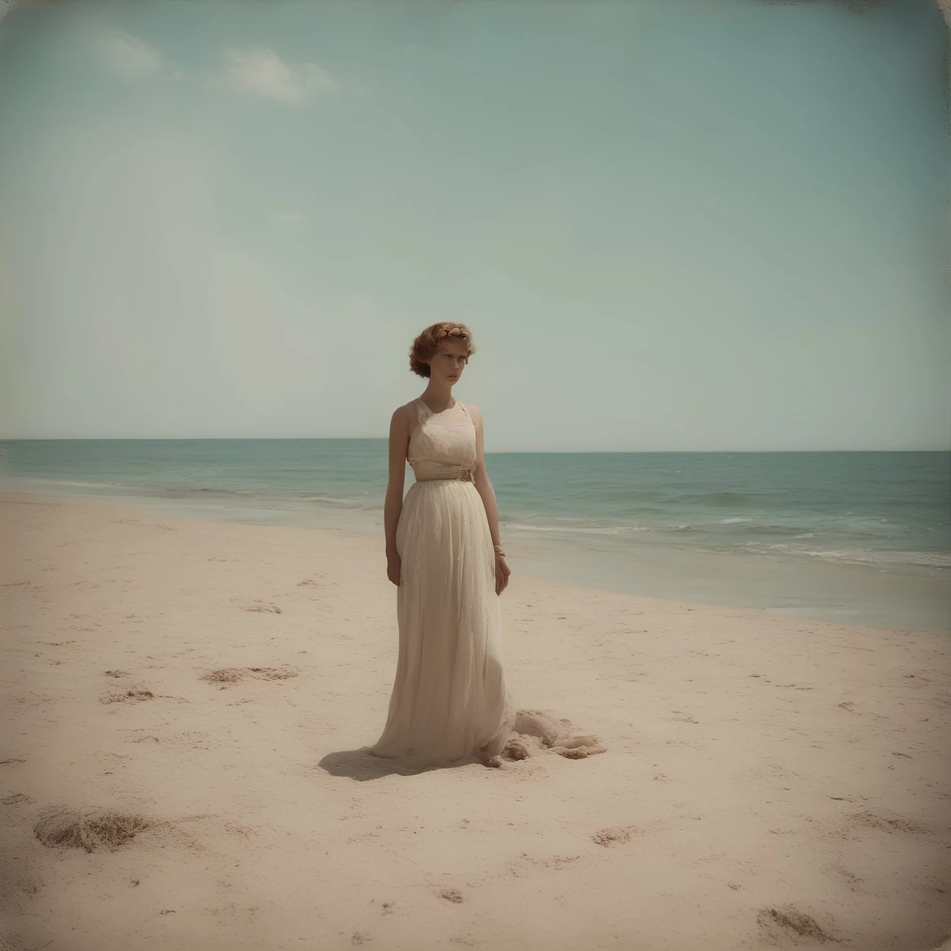 Sunny day, autochrome, tatiana romano on the beach