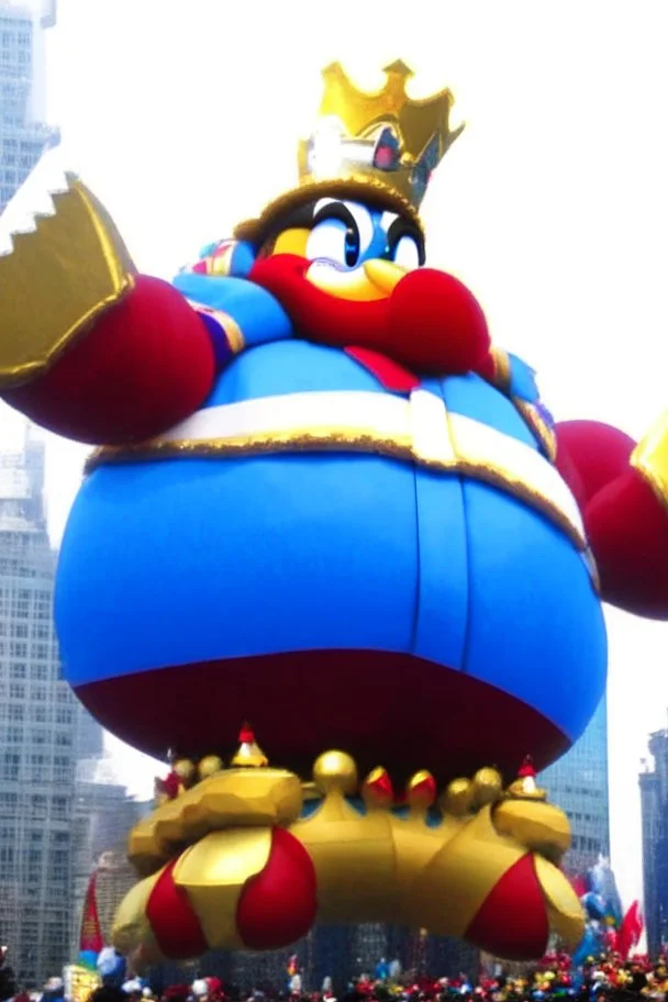 macy's day parade float of giant king dedede from kirby final boss