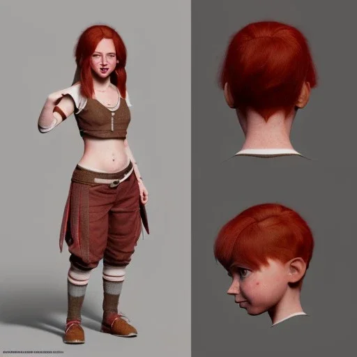 Full body Red hair halfling girl