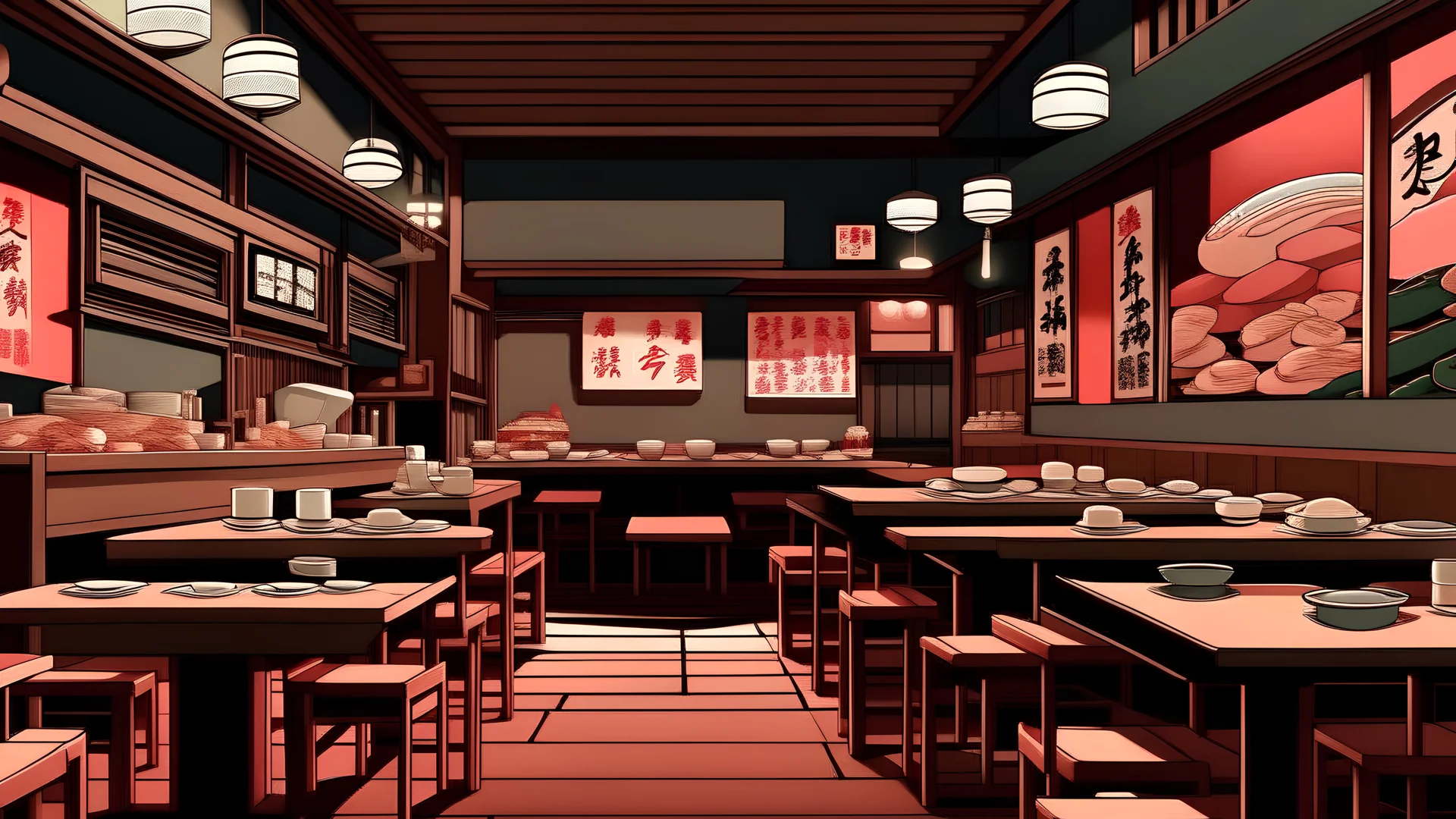Japanese restaurant. hand edited generative AI.