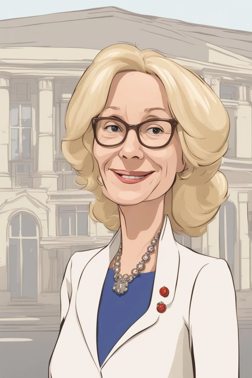 Portrait of a blonde british 50 year old female politician by Pixar