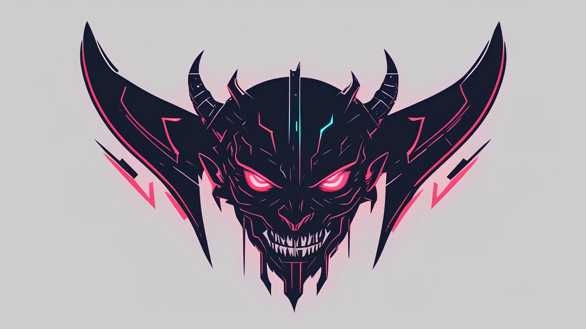 minimalistic cyberpunk demon logo