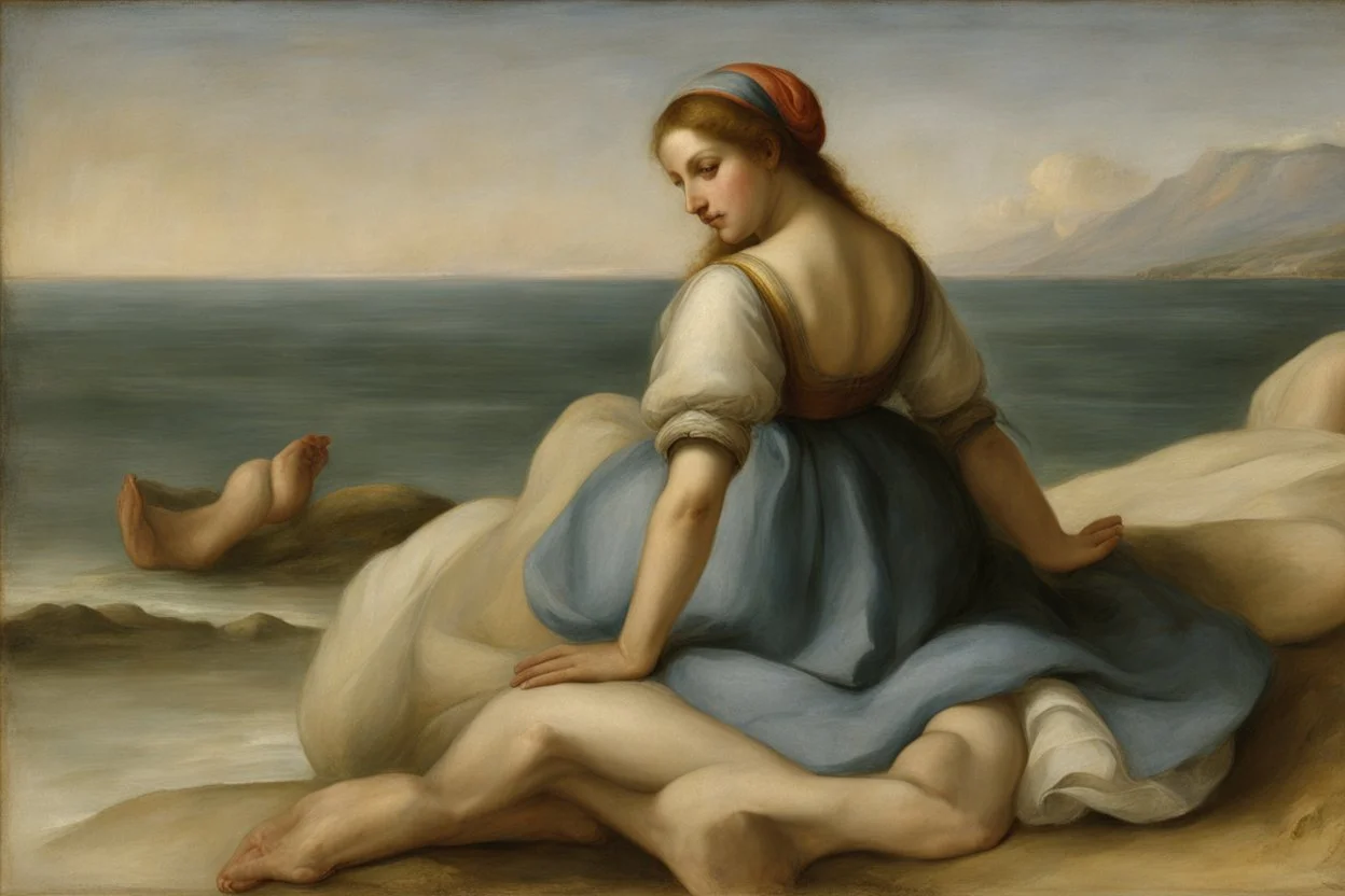 woman on the sea shore by andrea del sarto