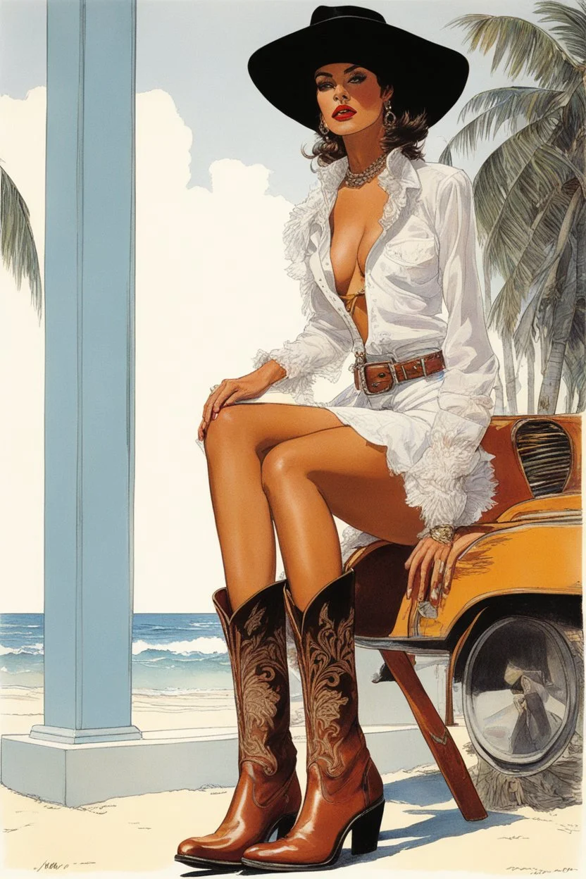 [art by Michael Kaluta] a day in the life of an american model in Miami: estas son las botas cowboy espanolas que llevaras incluso en verano