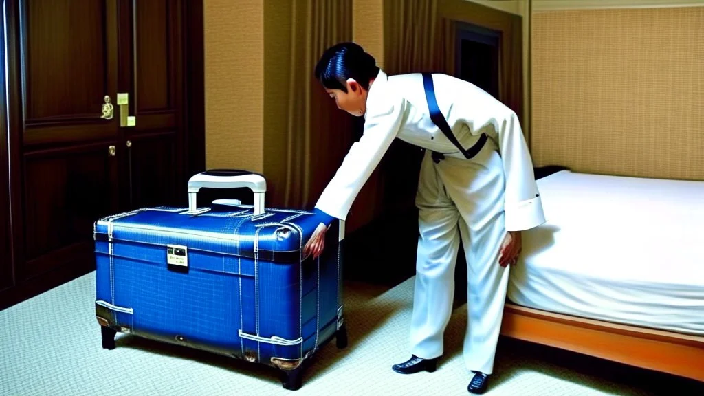 paranoid hotel housekeeping taking a suitcase out of someone's room