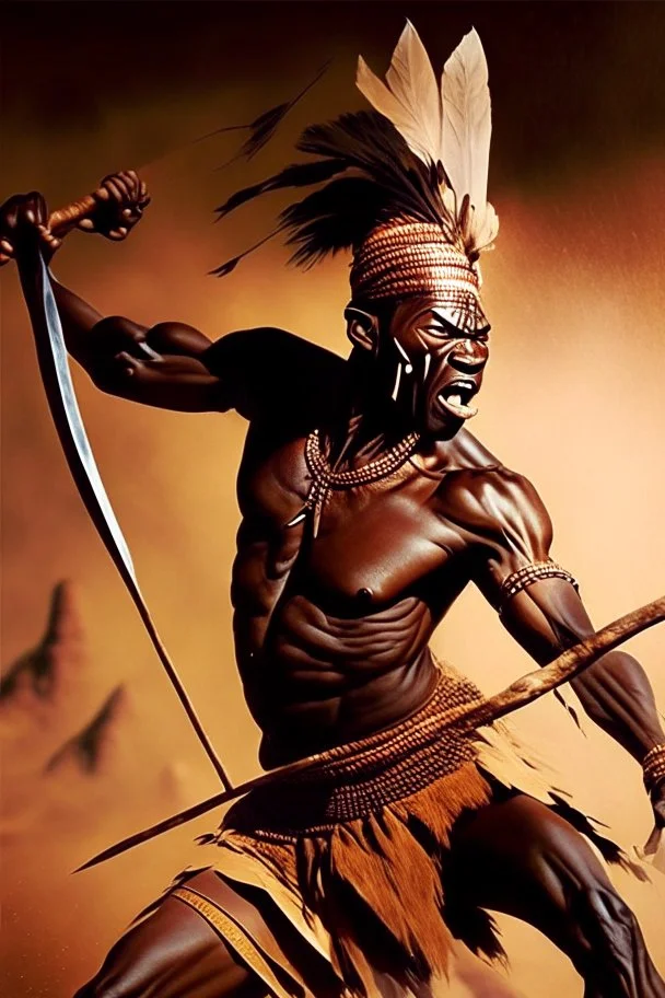 Shaka zulu throwing a spear