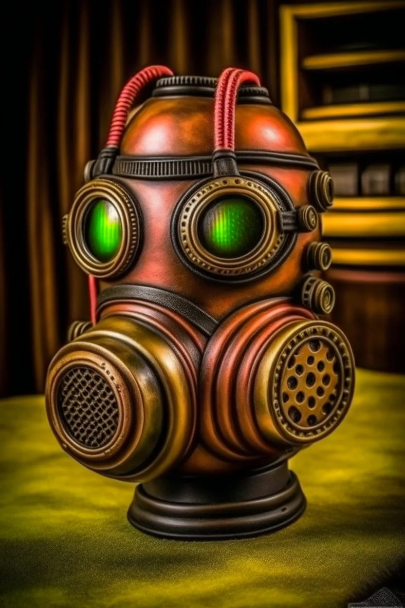 warrior portrait, Bronze metal gas-mask, comic style