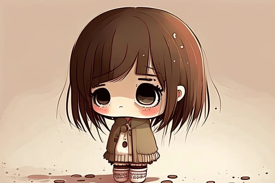 cute sad lonely chibi girl