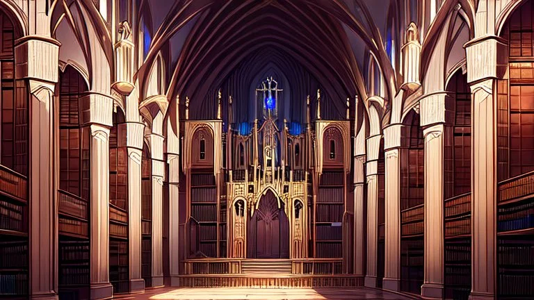 ancient medieval monastery library interior