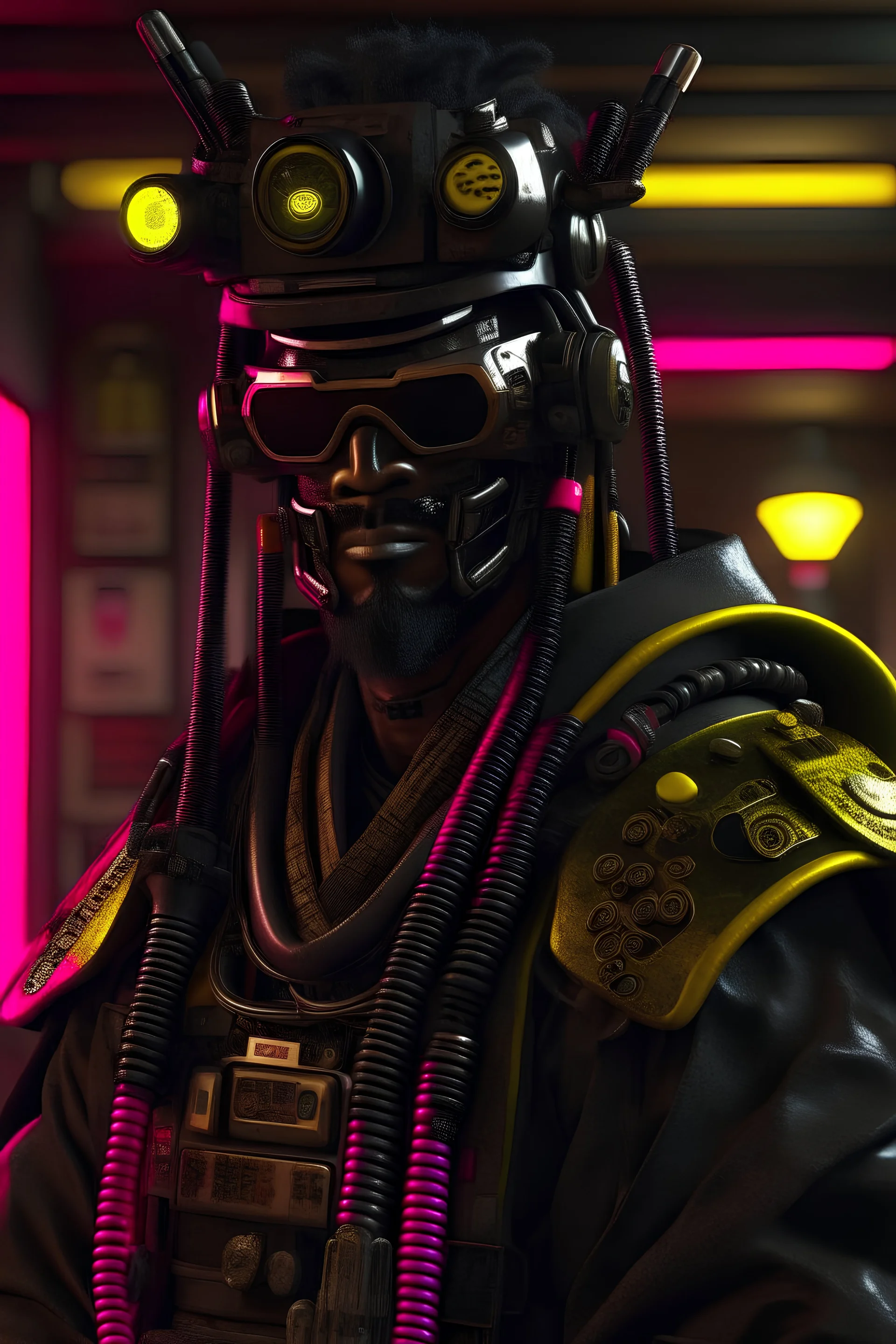 Cyberpunk samurai, photorealistic