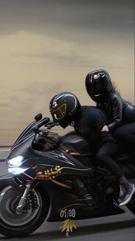 A couple in motorcycle