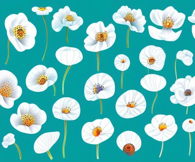 Vector anemone set illustration. Watercolor white backdrop