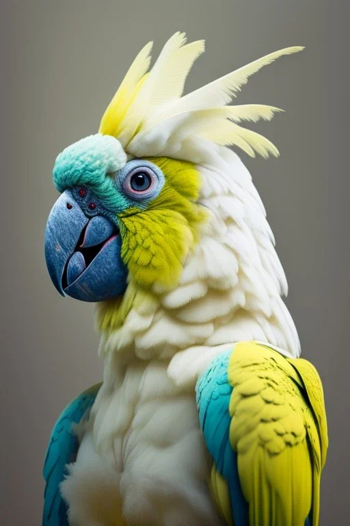 Portrait of an angry sulphur crested cockatoo whose generations are all gone.