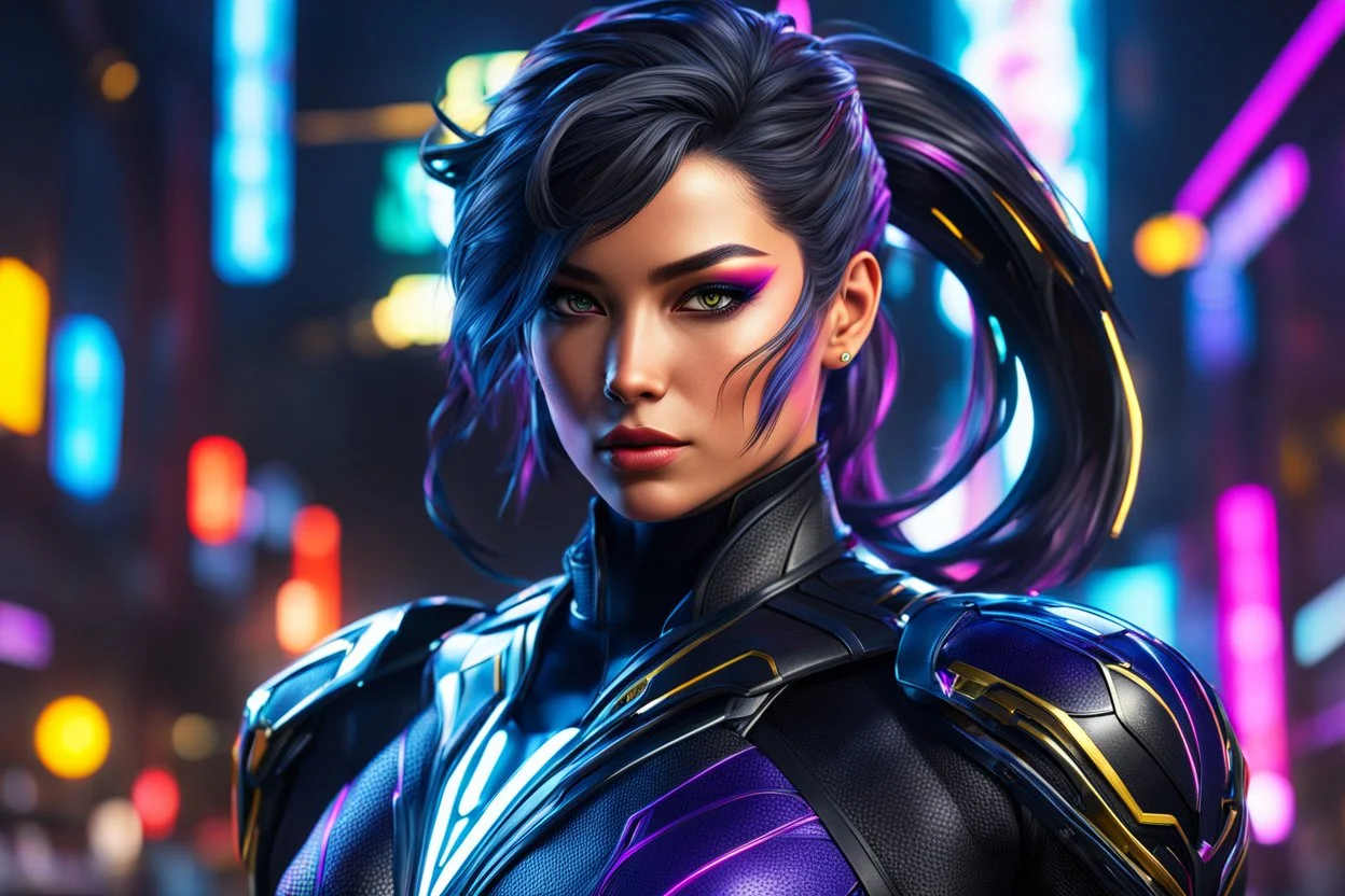 Silk venom in 8k cgi game artstyle, cover face, dynamic pose, oshare kei, hurufiyya, rtx , neon lights, intricate details, highly detailed, high details, detailed portrait, masterpiece,ultra detailed, ultra quality