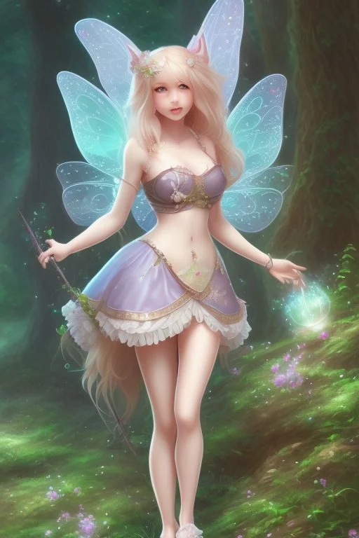 Obese but cute fairy in Forrest background. Style should be like cgs""