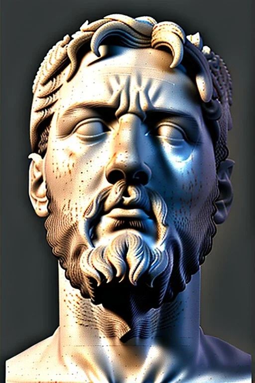 Ultra Realistic image, classical renaissance sculpture, white marble material, Lionel Messi, emperor style, gold Laurel leaves crown, miguel angel style, chisel style, emperor, waist up portrait, epic, celestial, cinematic lighting, God light, god rays, 4k resolution, smooth details, ornate details, soft lighting, unreal engine 5, sky background.