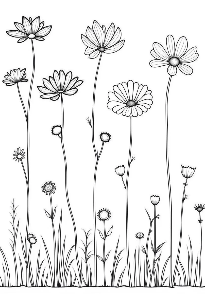 set of growing wind flower on the grace, SIMPLE ONE lineS art, white background, minimalis, different view, only white bakcground solid.