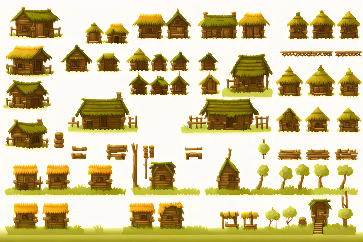 old Russian huts sprite sheet for 2d horizontal platformer