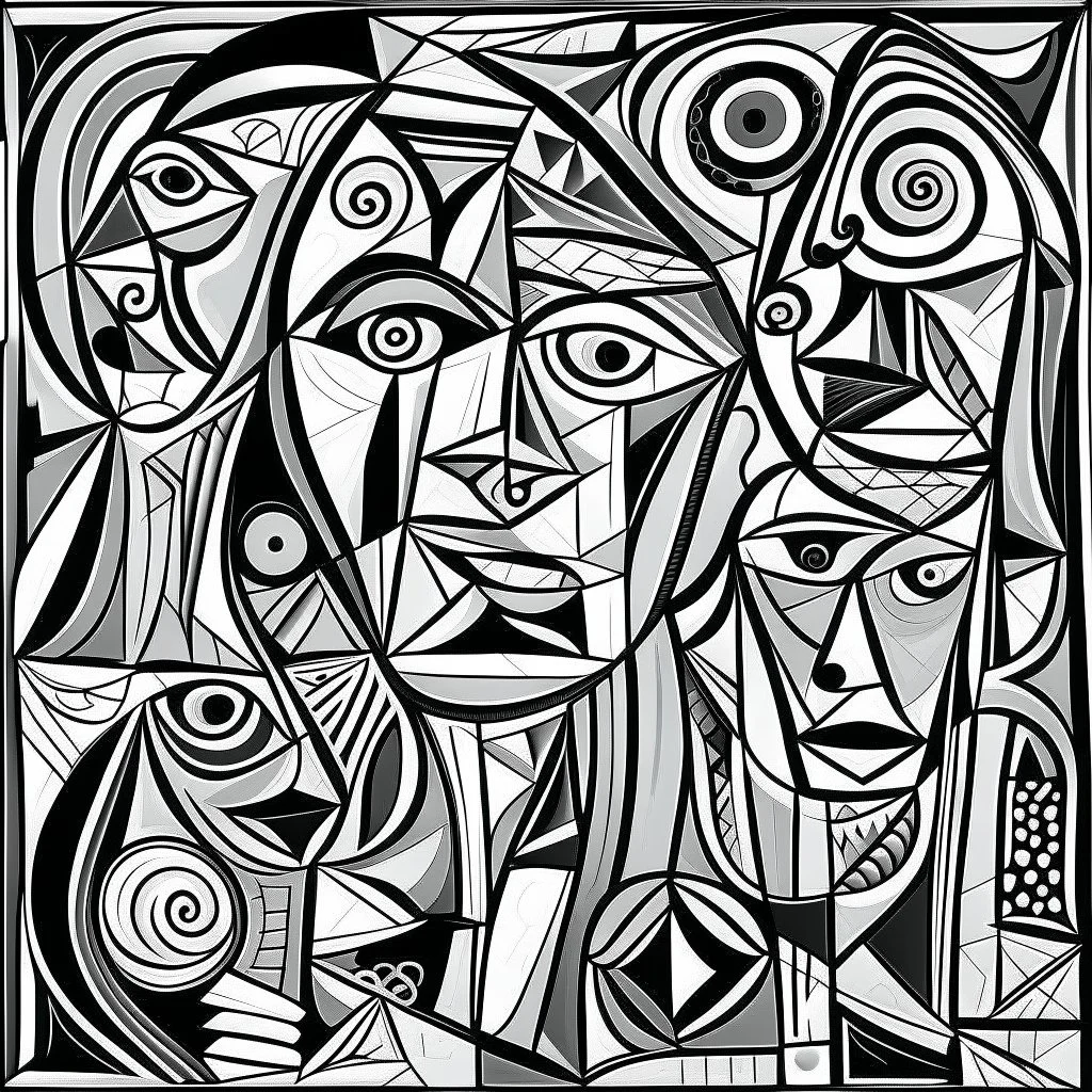 picasso only lines black and white abstract cubism