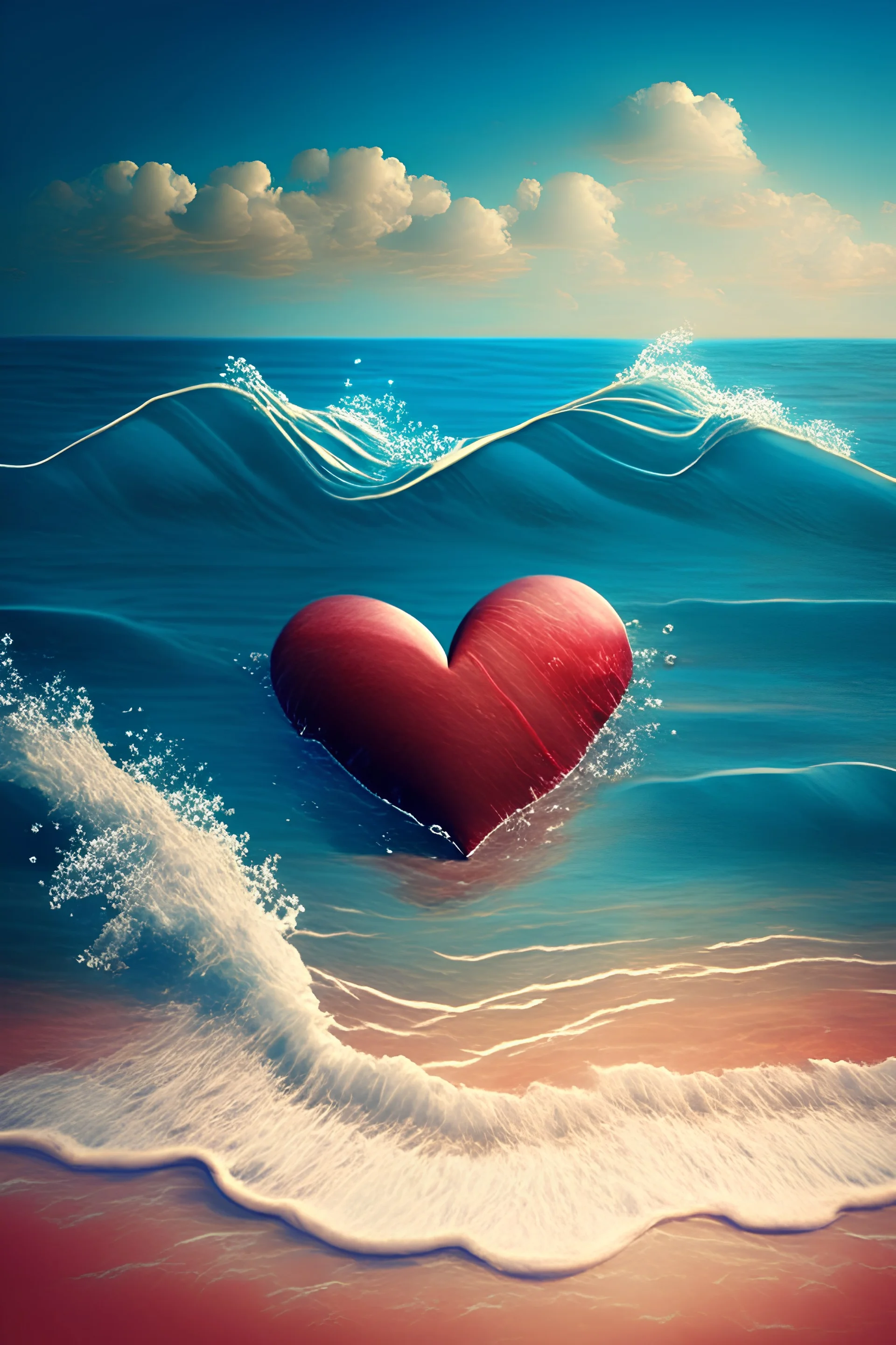 Happy hearts for a loving heart in sea