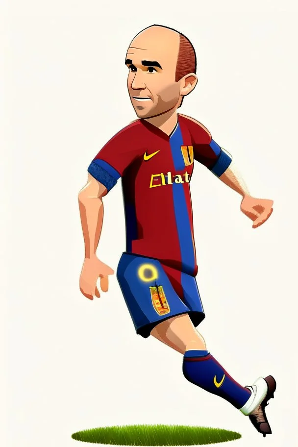 Andres Iniesta football player ,cartoon 2d