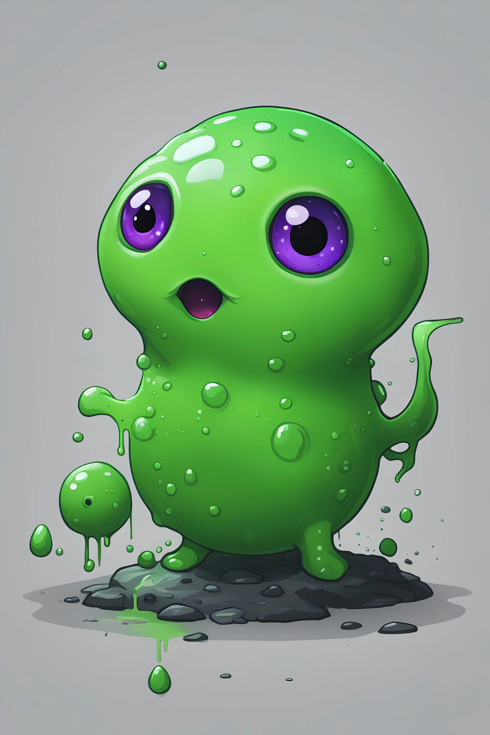 small, cute, slime, dnd, blob, rock eyes