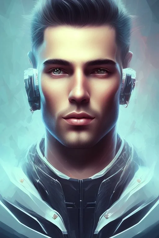 male proud gamer logo portrait attractive fantasy