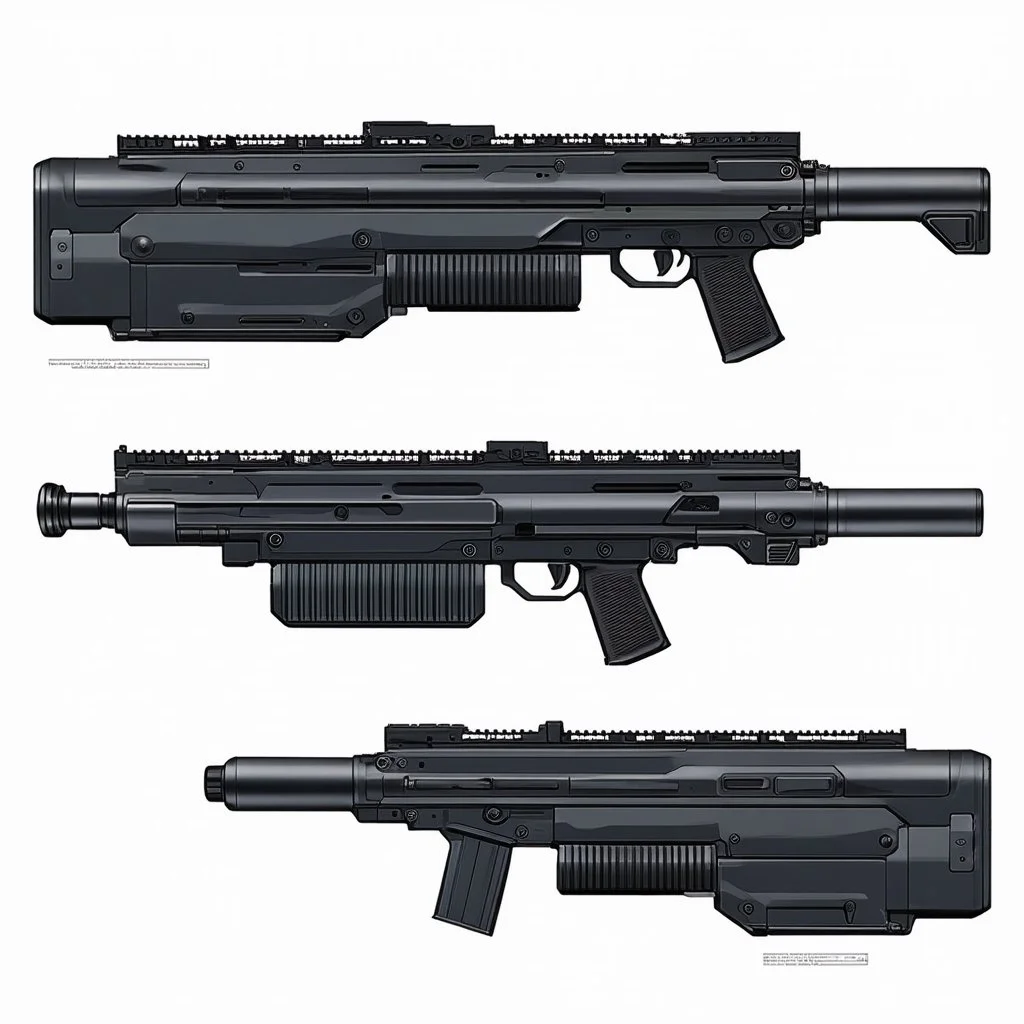 ConceptSheet by Jean-Claude Mézières: A document showing a M4 spinoff: coming from Valerian and Laureline this one is a deadly piece of weaponry ; it is used mainly by the sketches thrown up to 30 mph to decapitate even the strongest biggest enemy and also it brings back the head for a trophy