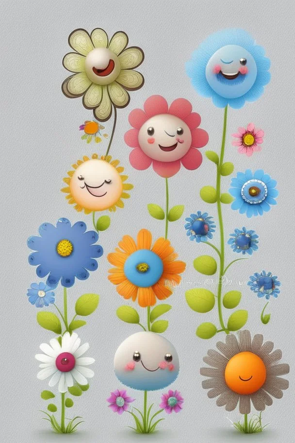 cute avatar flowers on a white backgrounds, detailed