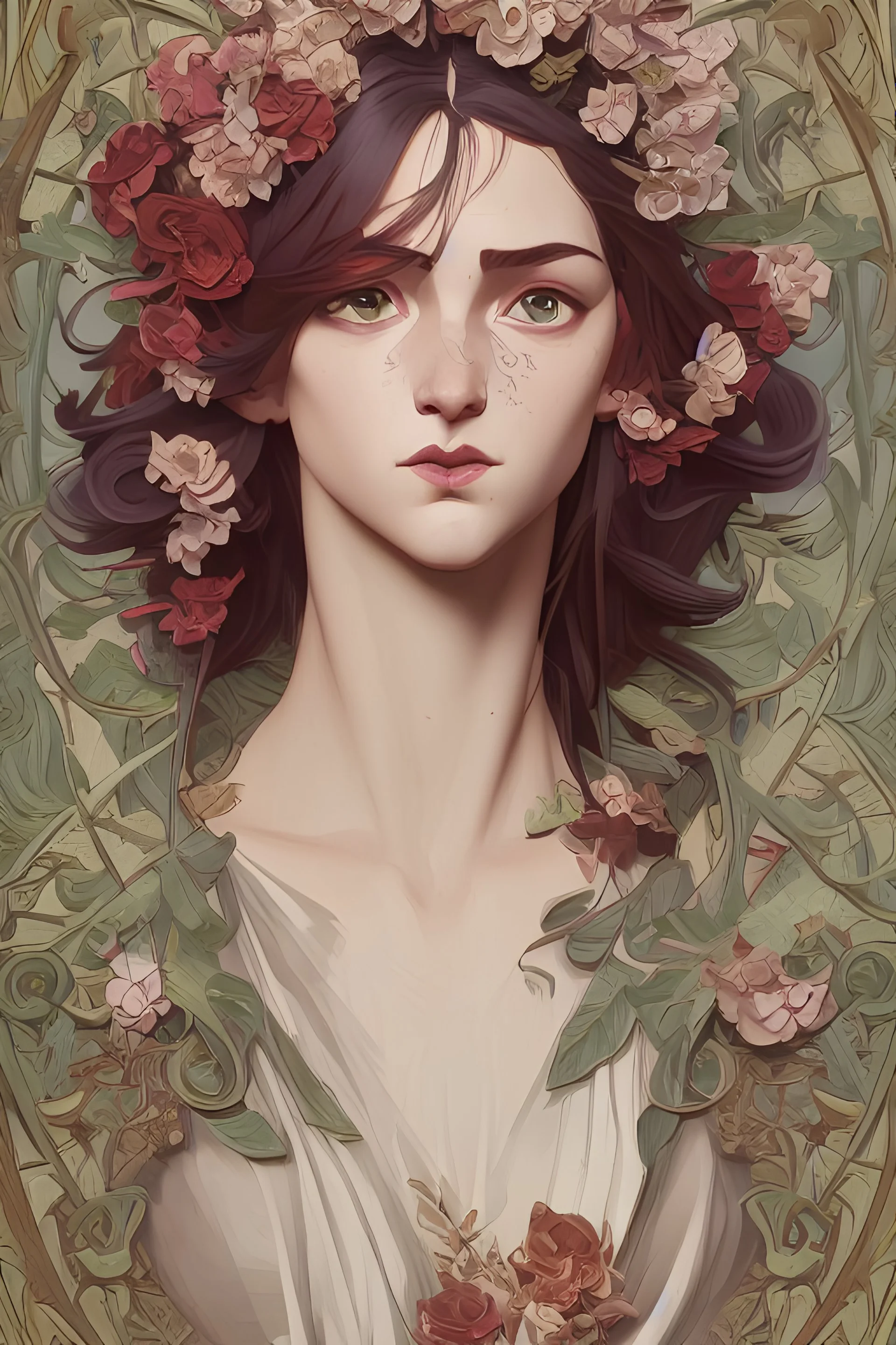 Ducs de Bourgogne, 18th century portuguese ceramic tile art, depicting beautiful flowers, intricate, elegant, highly detailed, concept art, smooth, sharp focus, art by artgerm and greg rutkowski and alphonse mucha' alphonse mucha on steroids'