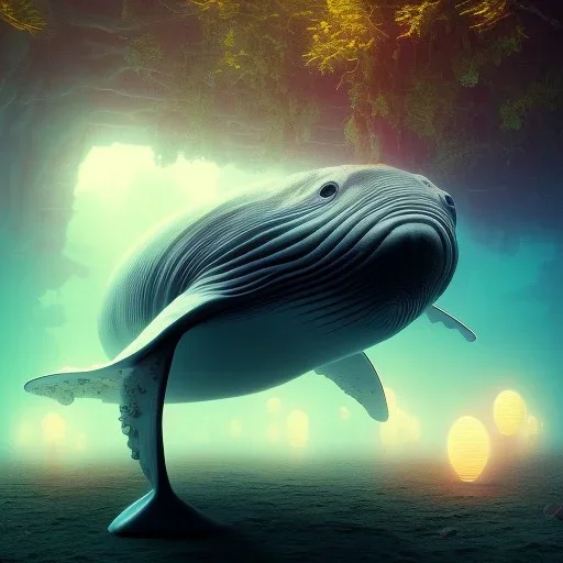 Nature, whale, on color lights, night, unreal 5, octane render, cinema4d, redshift render, hyper realistic, cenematic, vibrancy, synthwave, retouch, centered, dynamic lighting, dramatic lighting, 4k, highly detailed, attractive beautiful, realistic, virtual reality, epic composition, holographic,