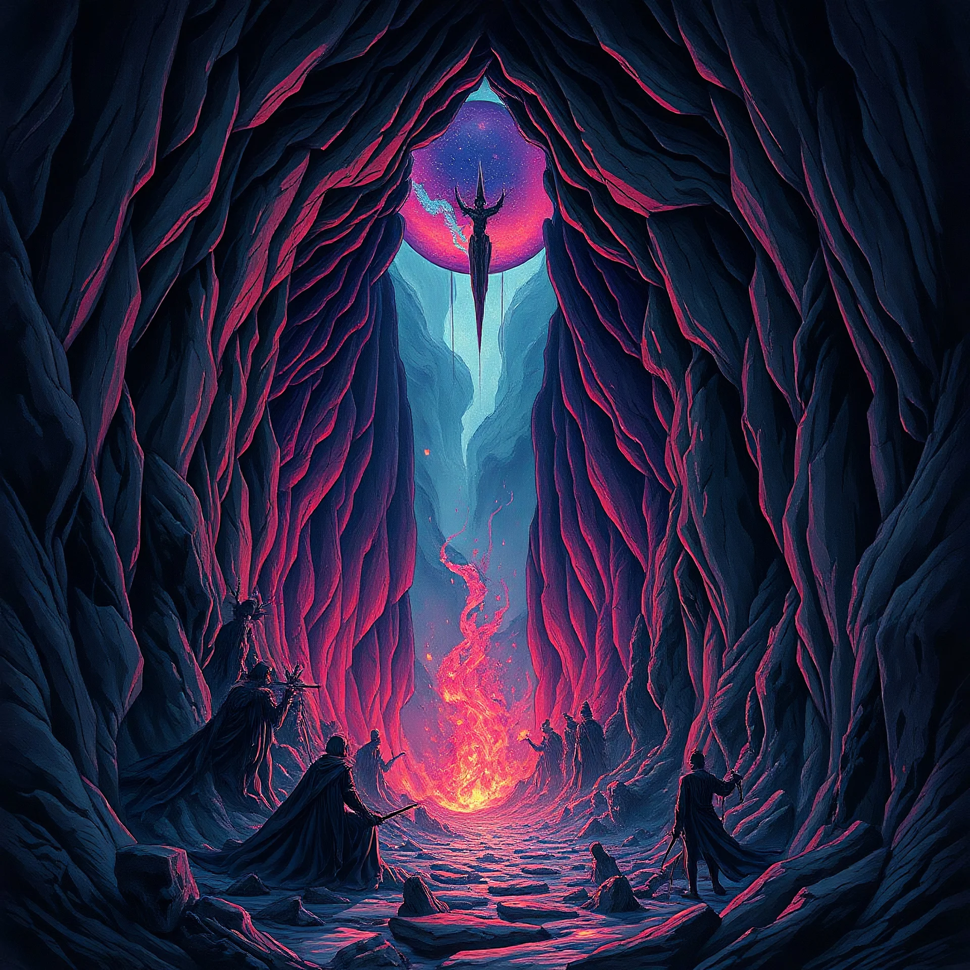 detailed dark fantasy full color illustration of an inescapable void