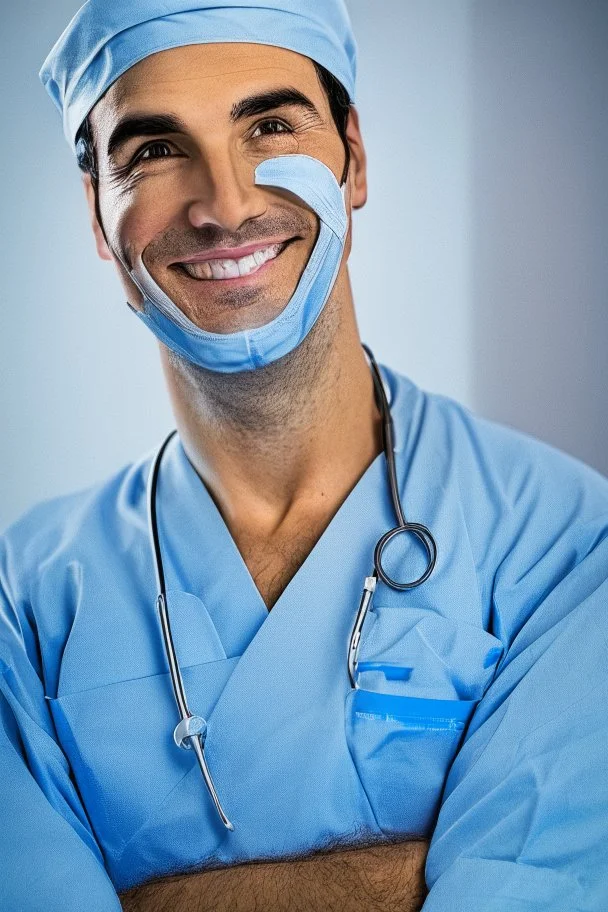 surgeon portrait smiling, scapel pose