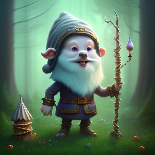 upper body of cute tall human wizard with cute eyes holding up wood and rope bridge in magical forest, spray painting, autumn foliage frame,dark fantasy art , sun,glowing magic wand, Realistic photography, incredibly detailed, ultra high resolution, 8k, complex 3d render, cinema 4d, color corrected