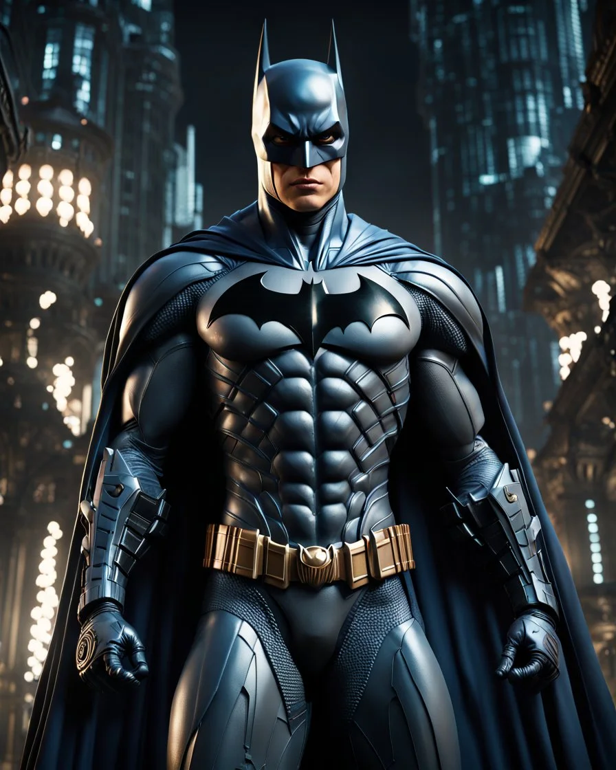 Batman alienigena ultra quality, hyper-detailed, maximalist, 8k, full body