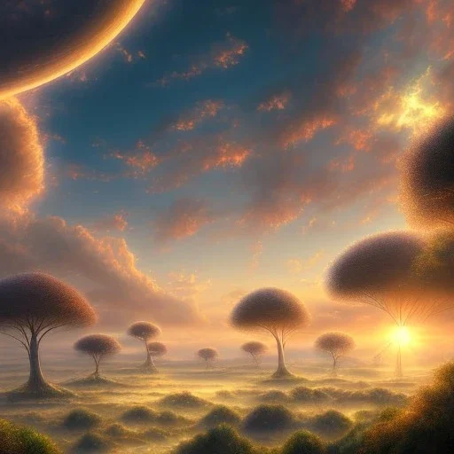 Lovely Anime Sunrise Scenery, Serengeti, wallpaper, Beautiful lighting, Dreamy, Ethereal Sky, Vibrant, George Grie, Anna Dittman, Anne Stokes, Selina French, Greg Rutowski