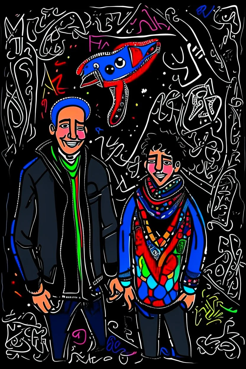 expressionism, Pixar style, in abstract art Basquiat, Picasso, Miro, Kandinsky, Klee, Birell, Fairey, Ardon, Buffet and Picasso style, HD --s 750 --v 5.1 --style raw, water color, black background