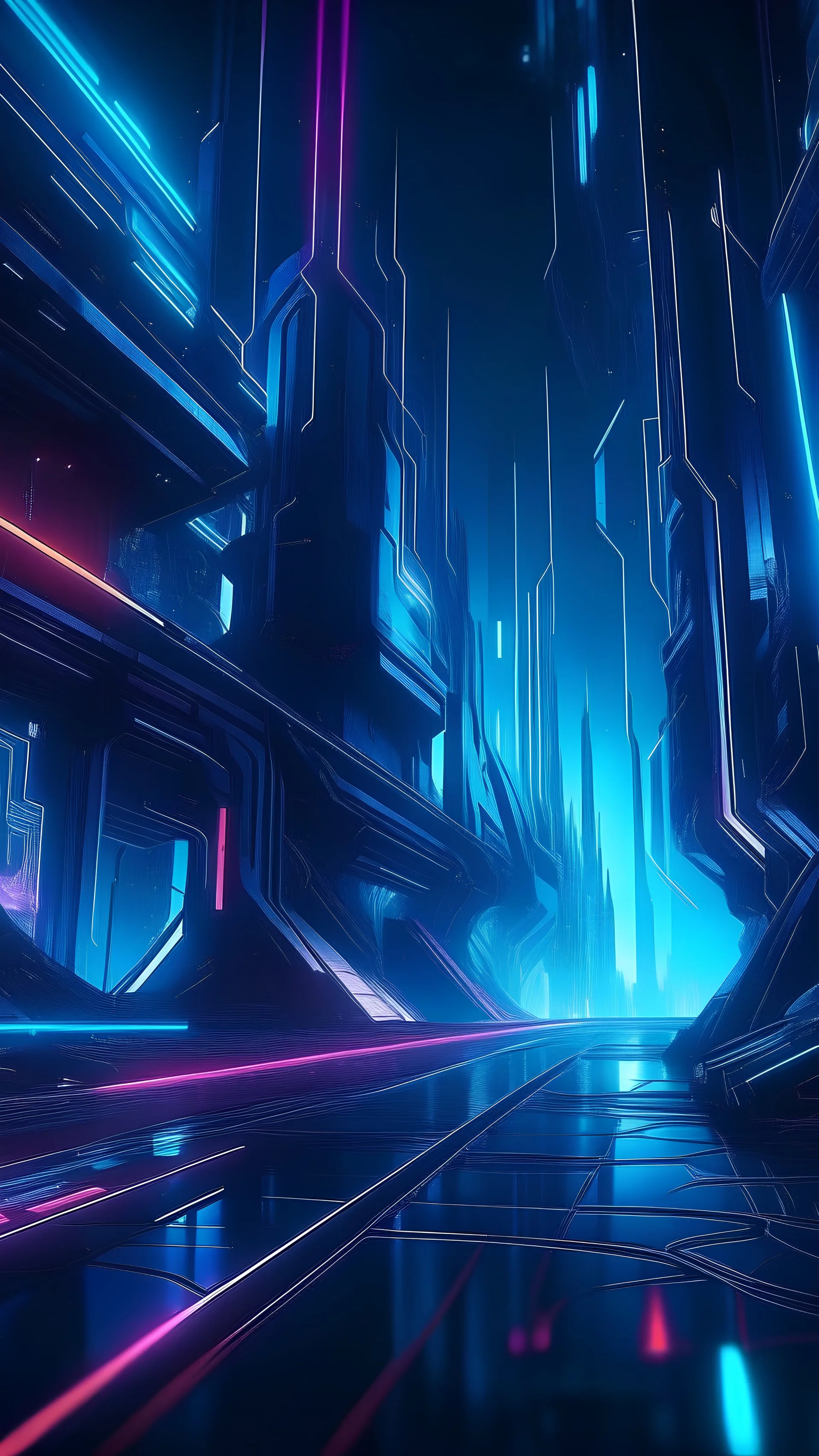 futuristic cyberpunk background Tronland sharp focus