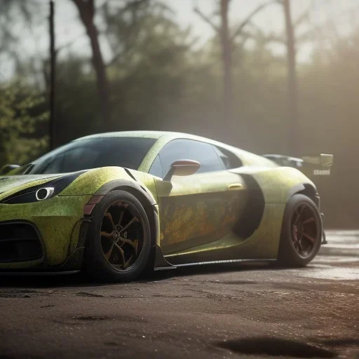 photo of a ultra realistic modified sport car, sunny, springs, cinematic lighting, studio lighting, battered, 4k, hyper realistic, focused, landscape, extreme details, unreal engine 5, cinematic, masterpiece