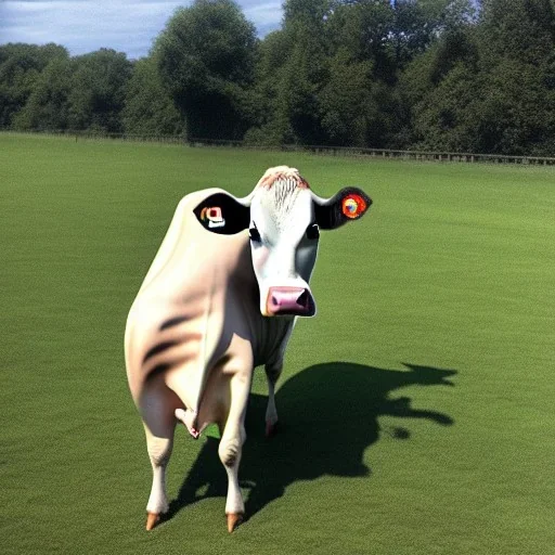 A cow wearing a pantsuit