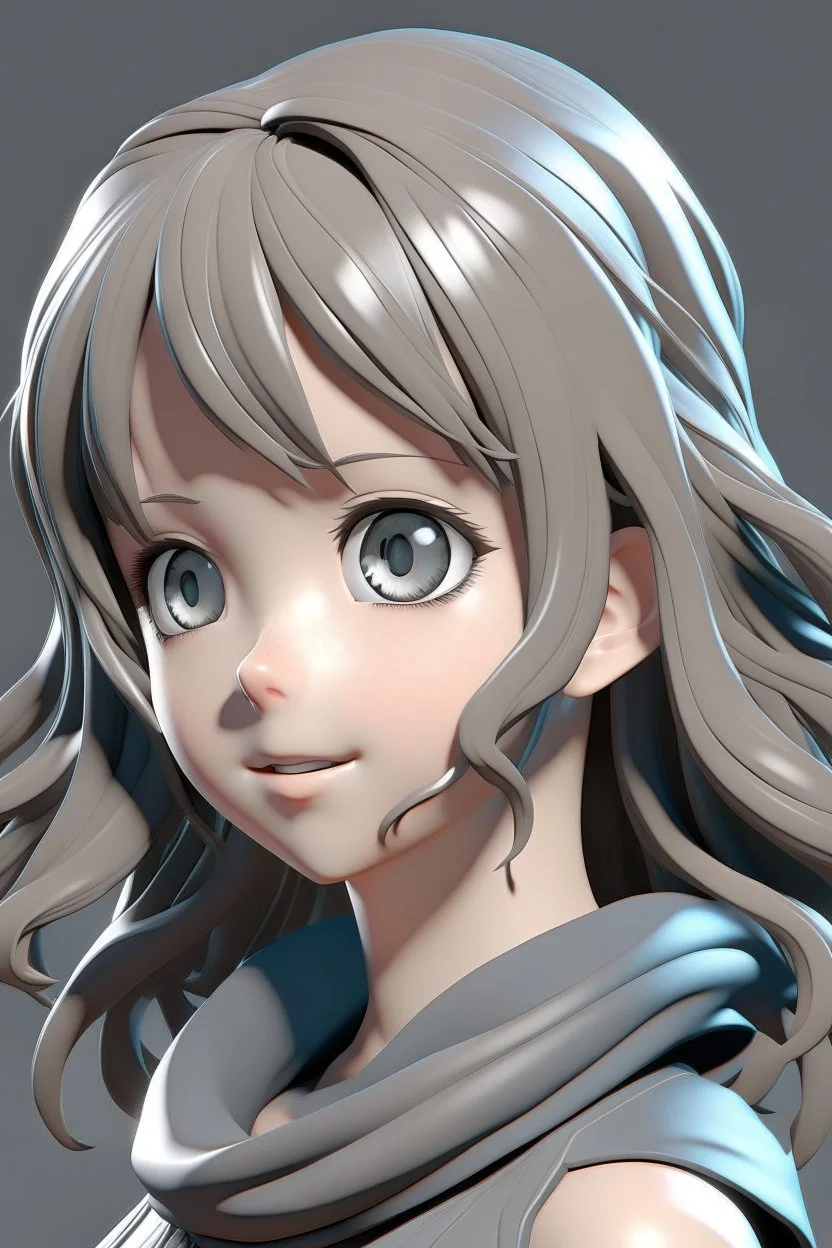 anime girl 3d scaling curl