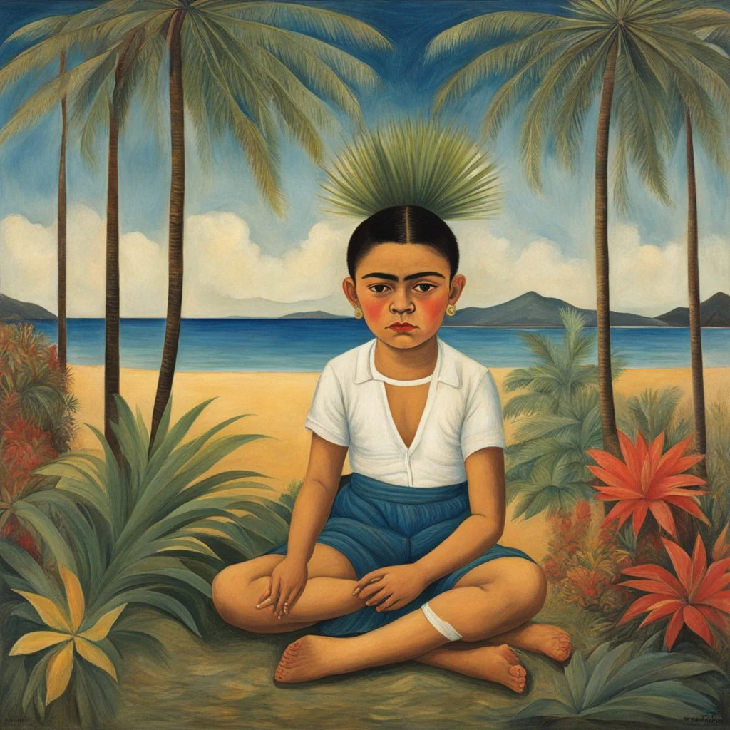 [art by Frida Kahlo] Low Life Tahiti Boy and the Palmtree family