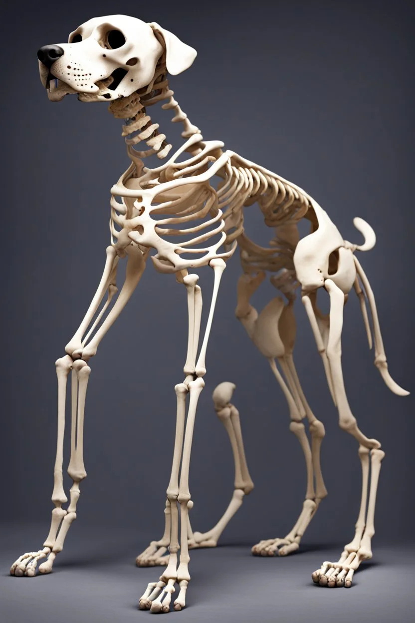 A dog's complete and perfect skeleton