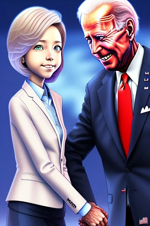 Joe Biden with an anime girl